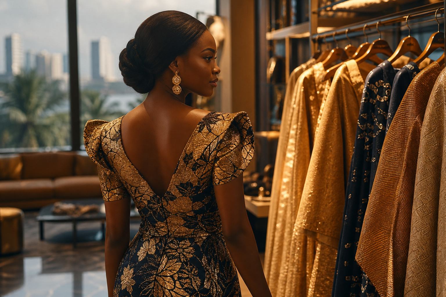 Contemporary African fashion styled for personal shopping in Lagos